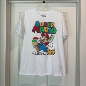 Super Mario Made In `85 White T-Shirt Men's Size Large